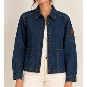 Vintage Levis Cursive L Denim Chore Jacket Barn Coat Womens Size Large Workwear